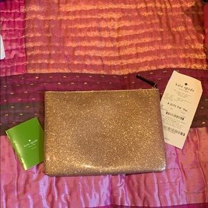 Kate Spade Gold Shimmer Clutch Pouch NWT!